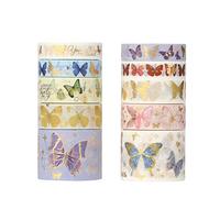 LGEGE 10 rotoli Washi Tape Set adesivo estetico, larghezza 30/15/10 mm, decorazione per decorazioni giapponesi con blocco oro, per scrapbooking, fai da te, confezioni regalo, diari proiettili(3 m)