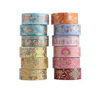 LGEGE 12 rotoli di nastro Washi Tape in stile cinese, 15 mm di larghezza, fiore, motivo classico, decorazione giapponese con nastro di mascheratura per Scrapbook, Bullet Journal (2m)