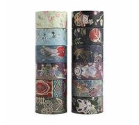 LGEGE 12 rotoli di nastro Washi Tape in stile giapponese, 20 mm di larghezza, modello di gatto, uccello,pesce,bambola,decorazione giapponese del nastro di mascheratura per album di ritagli,diario(2 m)