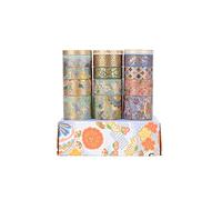 LGEGE Set di 15 rotoli di Washi Tape set nastro artistico, larghezza 30/20/15/5 mm, motivo floreale colorato, stampa Foli dorata, nastro adesivo giapponese per scrapbooking, diario proiettile(2 m)