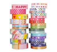 LGEGE Set di 27 rotoli di nastro Washi Tape Set sottile arcobaleno, larghezza 5/10 mm, motivo decorativo colorato brillante,nastro adesivo giapponese per scrapbooking,proiettile,confezione regalo(3 m)