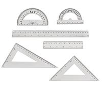 LGEGE Set di strumenti geometrici per matematica 18 pezzi,goniometro da 10/12 cm,righello triangolare da 15/23cm,righello dritto da 15/30 cm,strumento di misurazione trasparente in plastica per scuola