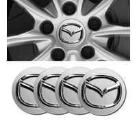 LGFDC 4 Pezzi Auto Emblema Coprimozzo Ruota Centrale coprimozzo per Mazda CX-5 CX-7 CX-8 M6 MX5 RX7 RX8 A8 CX9 X MX 56MM, Auto Coprimozzo Ruota Fregi Cerchi in Lega coprimozzo Ruota ABS,Silver