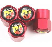 LGFDC 4 Pezzi Tappi per Valvole Pneumatici Tappini Gomme Auto per Abarth 595 2016-2024, Tappi Aria per Pneumatici per Auto Accessori per Tappi Valvole,Red
