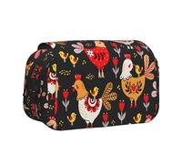 LGHDFYO Astuccio portapenne con stampa di gallo, portapenne fatto a mano, organizer con cerniera, Nero, One Size, Art Deco