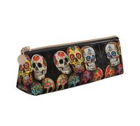 LGHDFYO Astuccio triangolare Sugar Skulls, astuccio per matite, grande capacità, per uomini e donne, artisti, casa e ufficio, Bianco, One Size, Alla moda