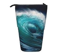 LGHDFYO Beautiful Ocean Waves - Astuccio telescopico per penne e penne, per donne e uomini, con cerniera, per ufficio, Nero, One Size, Alla moda