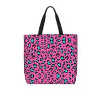 LGHDFYO Borsa tote economica con motivo leopardato, 40 x 40 cm, leggera, grande, riutilizzabile, per la spesa, nero, Taglia unica