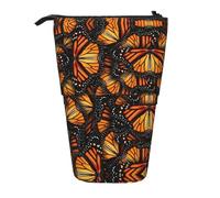 LGHDFYO Heaps Of Orange Monarch Butterflies 1 confezione astuccio telescopico per penne per donne e uomini, grazioso astuccio in piedi con cerniera per ufficio, Nero, One Size, Alla moda