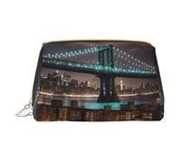 LGHDFYO New York Manhattan Bridge Night Toiletry Travel Bag, organizer portatile per cosmetici per donne, on-the-go, Bianco, One Size