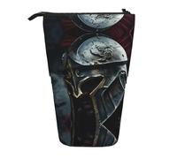 LGHDFYO Spartan Warrior Helmet 1 confezione astuccio telescopico per penne per donne e uomini, graziosa custodia in piedi con cerniera per ufficio, Nero, One Size, Alla moda