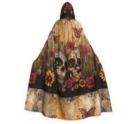 LGHDFYO Sugar Skulls - Mantello con cappuccio unisex per Halloween, motivo: farfalla