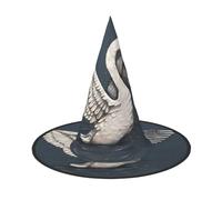 LGHHGY 1 cappello di Halloween - Bella stampa cigno bianco streghe decorazione festa accessorio gioco di ruolo, cappello magico per donne e uomini