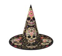 LGHHGY 1 cappello di Halloween - Giorno dei morti teschio stampa streghe decorazione festa accessorio gioco di ruolo, cappello magico per donne, uomini