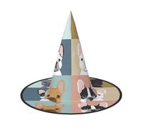 LGHHGY 2 cappelli di Halloween - Bulldog francese stampa streghe decorazione festa, accessorio per giochi di ruolo, cappello magico per donne e uomini