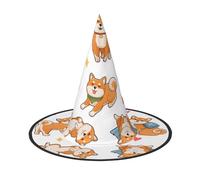 LGHHGY 2 cappelli di Halloween - Carino Shiba Inu Dog Print Witches Decor Party, accessorio per giochi di ruolo, cappello magico per donne e uomini