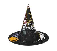 LGHHGY 3 cappelli di Halloween - Cappello da strega con bandiera americana con aquila stampata per feste di ruolo, accessorio per giochi di ruolo, cappello magico per donne e uomini