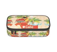 LGHHGY Astuccio portamatite con stampa di teschio di zucchero, organizer multiuso per penne, astuccio portatile per scuola, ufficio e viaggi, Isola di Cuba, Taglia unica, Zaino per la scuola