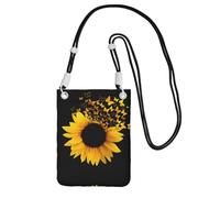 LGHHGY Borsa a tracolla nera con stampa artistica con farfalle e girasole, perfetta per pendolari, shopping e attività all'aperto, Nero , Taglia unica