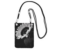 LGHHGY Borsa a tracolla nera con stampa di girasole nera e grigia, perfetta per pendolari, shopping e attività all'aperto, Nero , Taglia unica