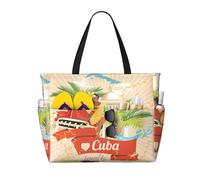 LGHHGY Borsa da viaggio con stampa di tamburo jazz di grande capacità, leggera e resistente, perfetta per le vacanze e l'uso quotidiano, Isola di Cuba, Taglia unica