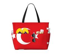 LGHHGY Borsa da viaggio da spiaggia con stampa bandiera dell'Ucraina di grande capacità, leggera e resistente, perfetta per le vacanze e l'uso quotidiano, Bandiera della Turchia, Taglia unica