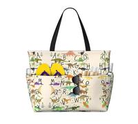 LGHHGY Borsa da viaggio da spiaggia con stampa di cervi e orsi e alci, di grande capacità, leggera e resistente, perfetta per le vacanze e l'uso quotidiano, Alfabeti di apprendimento alla moda con