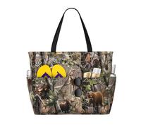 LGHHGY Borsa da viaggio da spiaggia con stampa di cervi e orsi e alci, di grande capacità, leggera e resistente, perfetta per le vacanze e l'uso quotidiano, Alce Di Caccia Di Cervo Orso, Taglia unica