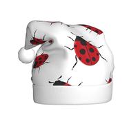LGHHGY Cappello di Natale per adulti con stampa coccinella a sette stelle, cappello natalizio per le vacanze, capodanno, cappello di Babbo Natale