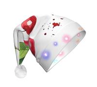 LGHHGY Cappello natalizio unisex con LED - Graziosa stampa di ciliegie per adulti, perfetto per feste e uso quotidiano