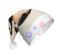 LGHHGY Cappello natalizio unisex con LED - Simpatico panda con stampa festiva, copricapo per adulti, perfetto per feste e uso quotidiano