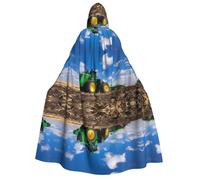 LGHHGY Costume con mantello con cappuccio con stampa trattore fattoria di Halloween, perfetto per feste, carnevale, mostre di fumetti e molto altro ancora