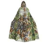 LGHHGY Mantello con cappuccio per Halloween, unisex, per adulti, con stampa di tigri della giungla, per cosplay, feste ed eventi a tema