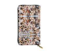 LGHHGY Portafoglio da donna in pelle con stampa leopardata zebrata tigre rosa - Elegante portafoglio a tre ante a pochette lunga con tasca portamonete, Carini cani per animali domestici., Taglia unica