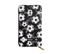 LGHHGY Portafoglio da donna in pelle con stampa leopardata zebrata tigre rosa - Elegante portafoglio a tre ante a pochette lunga con tasca portamonete, Calcio nero., Taglia unica