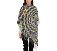 LGHHGY Sciarpa da donna con nappe con stampa golf bianca e nera - Scialle con frange alla moda autunno e inverno, perfetta per viaggi e abbigliamento casual, Illusione ottica a spirale Gif, Taglia