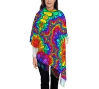 LGHHGY Sciarpa da donna con nappe e stampa selvaggia da caccia - Scialle con frange alla moda autunno e inverno, perfetta per viaggi e abbigliamento casual, Arcobaleno Tie Dye-rosso, Taglia unica