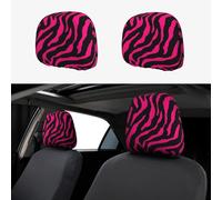 LGHHGY Set di 2 coperture universali per poggiatesta auto, motivo zebra, tigre, leopardo, rosa, set di 2 pezzi, protezione morbida ed elastica per sedili di furgoni, SUV, camion