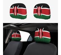LGHHGY Set di 2 copri poggiatesta per auto, con stampa bandiera del Kenya, morbida, elastica, per furgoni, SUV, camion