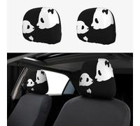 LGHHGY Set di 2 copri poggiatesta per auto, motivo panda universale, morbido, elastico, per furgoni, SUV, camion