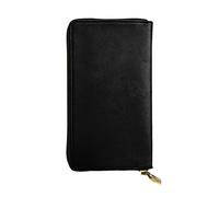 LGHHGY Slimfold Broken Wall Elephant Print Portafoglio in pelle per le donne - Elegante pochette lunga bifold portafoglio a tre ante con tasca portamonete, Nero tinta unita., Taglia unica