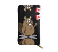 LGHHGY Slimfold Broken Wall Elephant Print Portafoglio in pelle per le donne - Elegante pochette lunga bifold portafoglio a tre ante con tasca portamonete, Simpatico castoro, Taglia unica