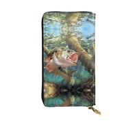 LGHHGY Slimfold Kiss Dolphin Tale Pattern Print Portafoglio in pelle da donna - Elegante portafoglio a tre ante a pochette lunga con tasca portamonete, Pesci Nuoto, Taglia unica