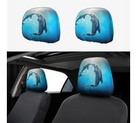 LGHHGY Universal Kiss Dolphin Tale Pattern Print Car Poggiatesta Set - 2 Pz Morbido Elastico Sedile Protector per Van, SUV, Camion