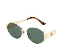 LGHLZGVF Occhiali da Sole Donna Ovali retrò per Donne con Finitura Dorata, Lenti Polarizzate-Foglio Verde Scuro Cornice Dorata-Come Mostrato