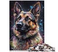 LGNBTGM Puzzle in Legno Antistress Pittura Pastore Tedesco 1000 Pezzi 50 x 75 cm per Adulti e Adolescenti