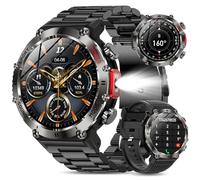 Lgnitek Smartwatch Uomo,1.43“ Smartwatch Militare con Chiamate,Orologio Fitness Tracker con Torcia/2 cinturini, Contapassi con oltre 100 sport, 24H Sonno/SpO2/Cardiofrequenzimetro, IP68 Android iOS
