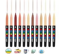 LgowithU Matite acriliche per pietre impermeabili, 12 colori permanenti, pennarelli per pittura in ceramica, matite colorate, set di colori acrilici, per dipingere pietre, vetro, legno, plastica,