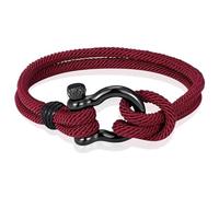 LGT JWLS Bracciale nautico da uomo in paracord e acciaio inossidabile con ancora, colore bordeaux - 21 cm