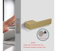 LGuenrot Serratura a Un Lato for Porta Invisibile Maniglia for Porta Interna della Camera da Letto Porta Nascosta con Chiave Parete di Sfondo Nascosta Serratura a Un Lato for Porta(Gold with Key)